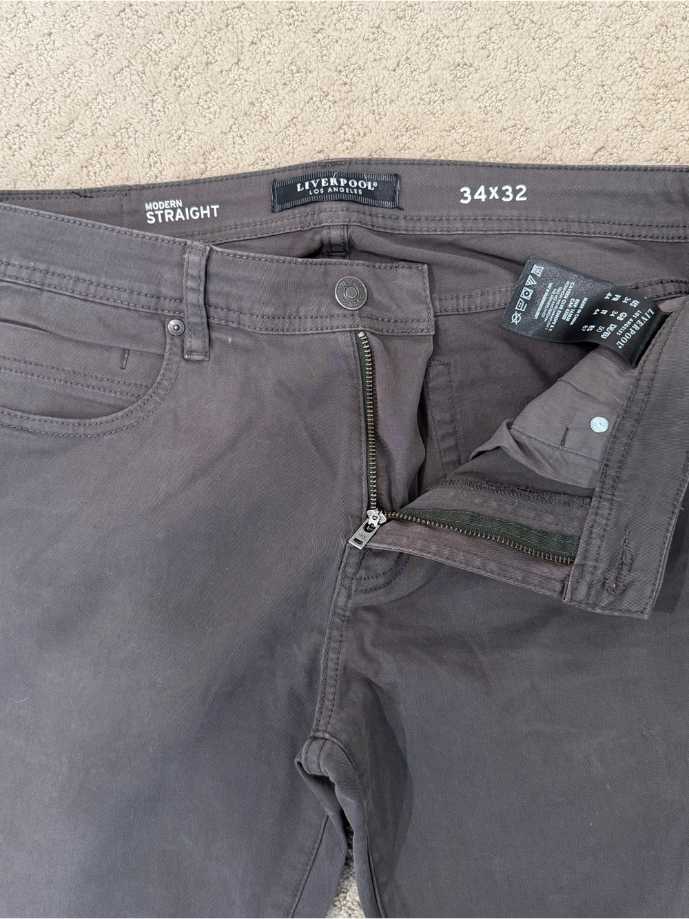 Men's Straight Fit Charcoal Gray Jeans - 34x32 - Picture 2 of 11